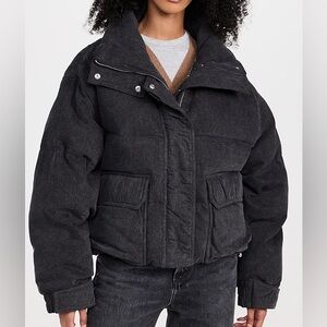 AGOLDE Relaxed 
Nova Denim Puffer In Marbled Blk (washed BIk) Puffer Jacket XS